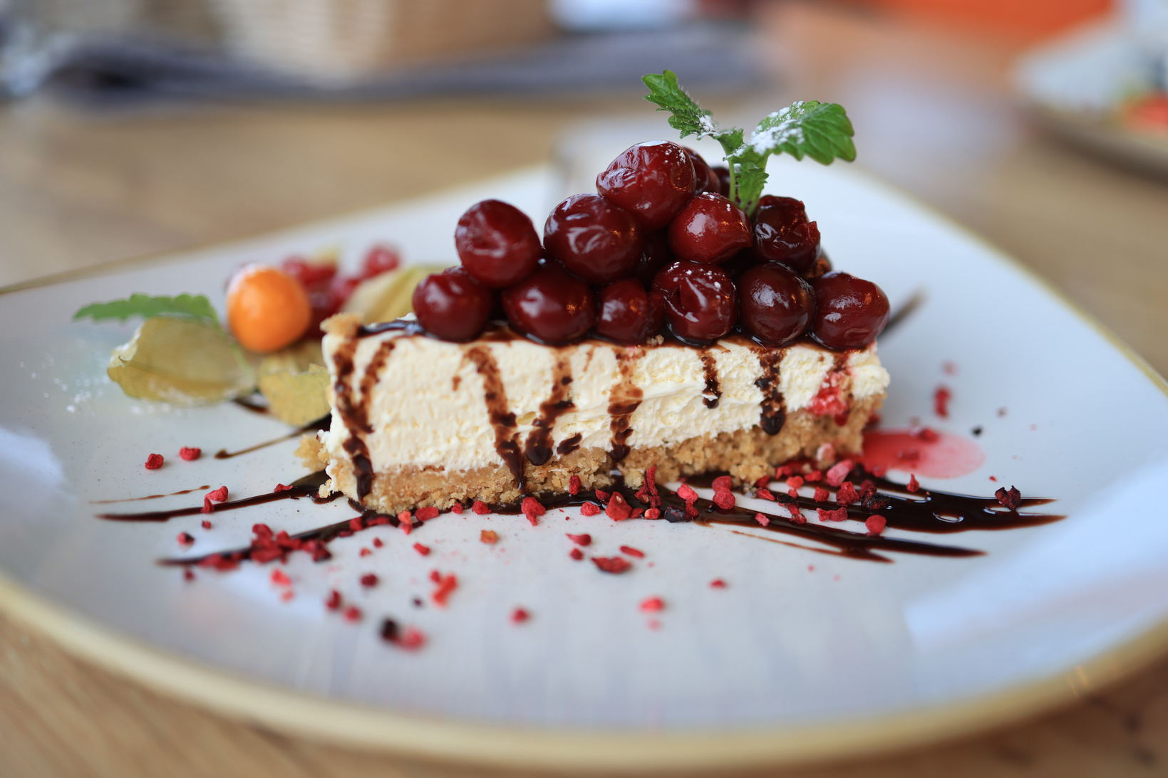 A Cheesecake with Cherries on Top